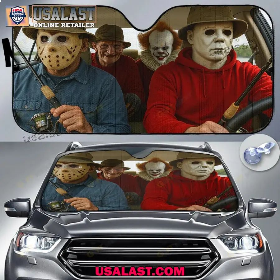Fishing Horror Movie Characters Car Sunshade, Car Windshield Cover