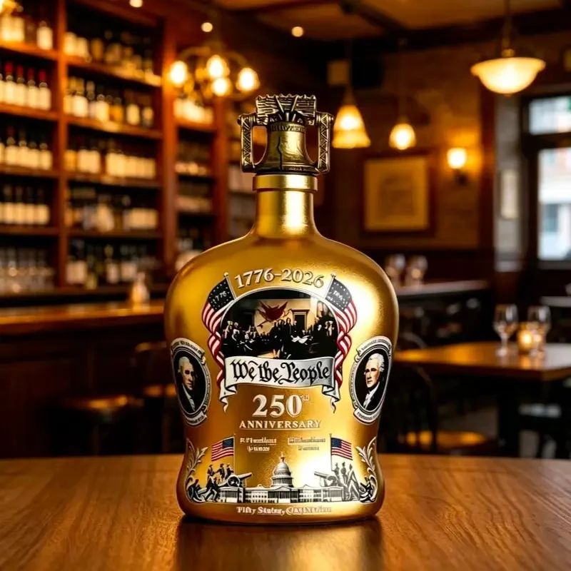 We The People 250th Anniversary Golden Bottle And Glass Combo Set