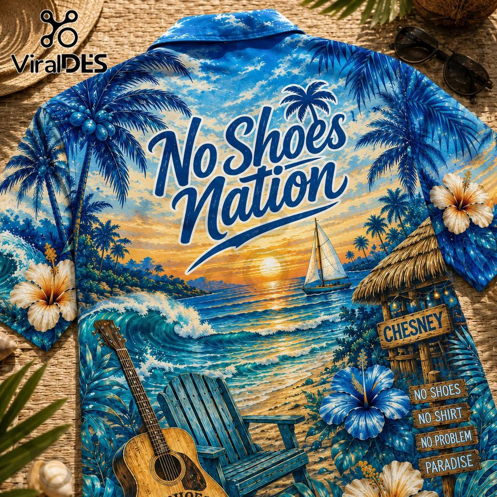 Kenny Chesney No Shoes Nation Summer Tropical Beach Hawaiian Shirt