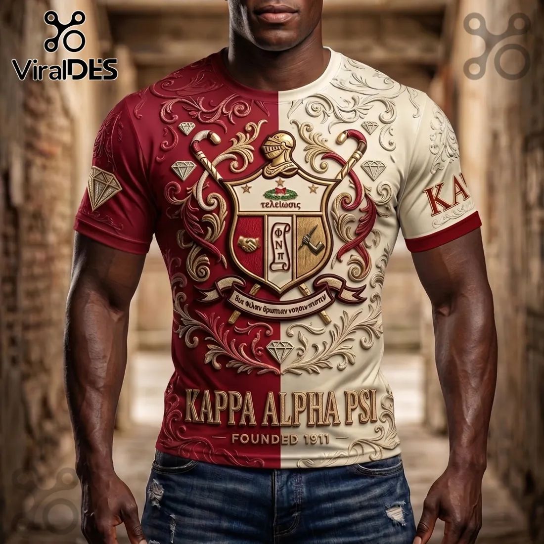 Premium Kappa Alpha Psi Crimson and Cream Shirt