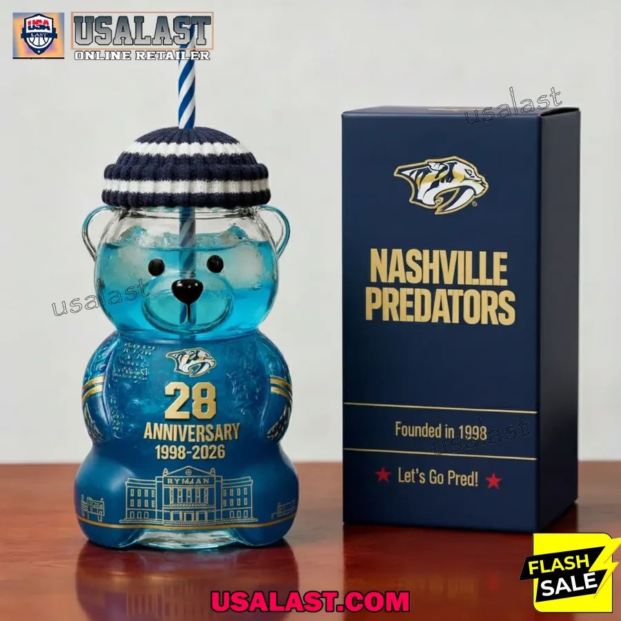 Nashville Predators 28th Anniversary 1998-2026 Bear Glass Bottle