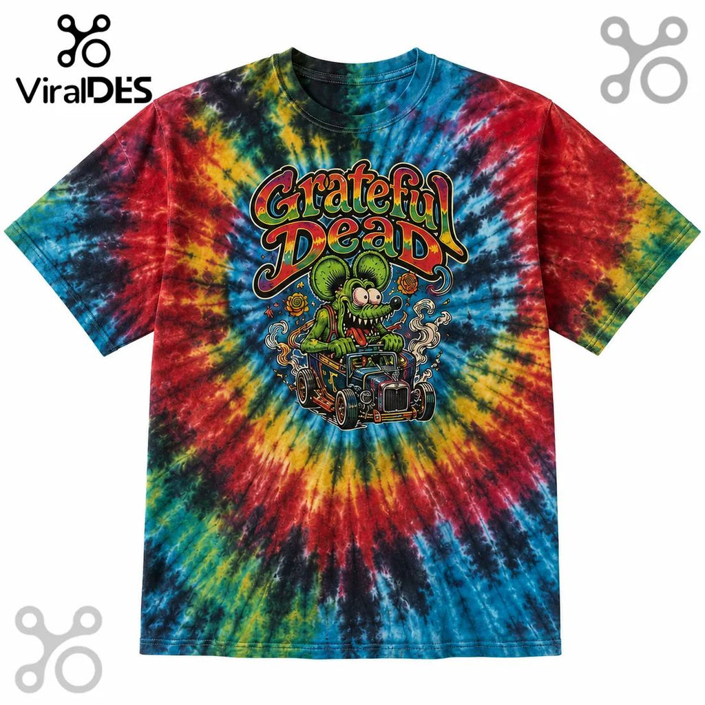Grateful Dead Tie Dye Rat Hot Rod T-Shirt