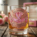 Breast Cancer Awareness Pink Rose Ribbon 2026 Whiskey Glass