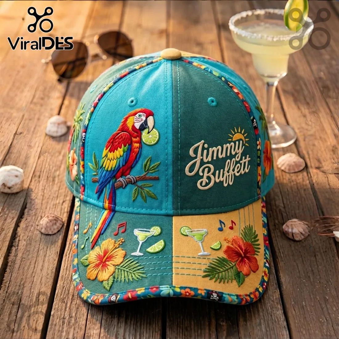 Jimmy Buffett Tropical Parrot and Margarita Adjustable Cap