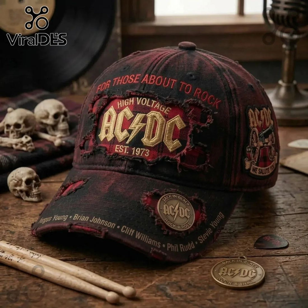 AC/DC Rock Band Distressed Baseball Cap Limited Edition