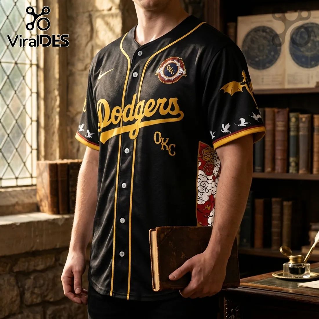 Oklahoma City Dodgers Fourth Wing Night Black Gold Jersey