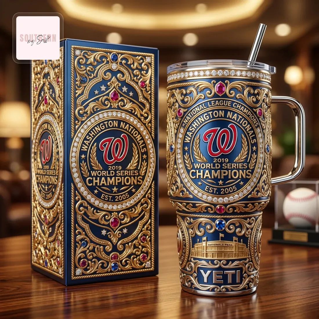 Washington Nationals 2019 World Series Champions Luxury YETI 40oz Handled Tumbler