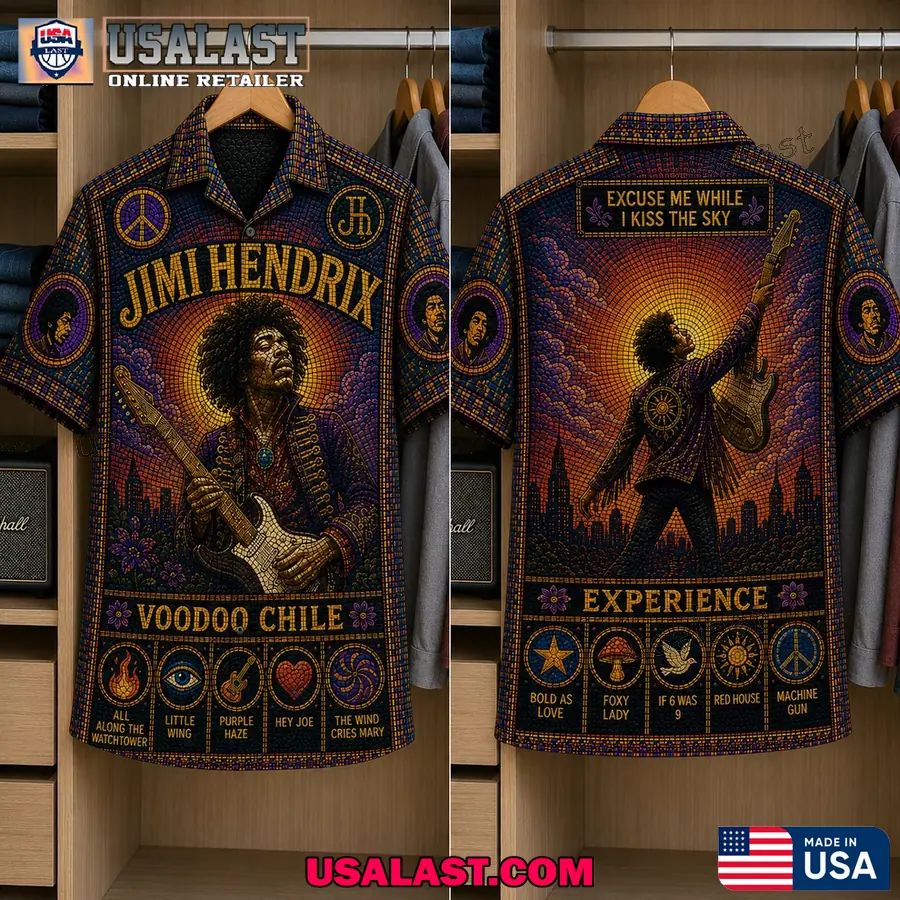 Jimi Hendrix Voodoo Chile Stained Glass Hawaiian Shirt