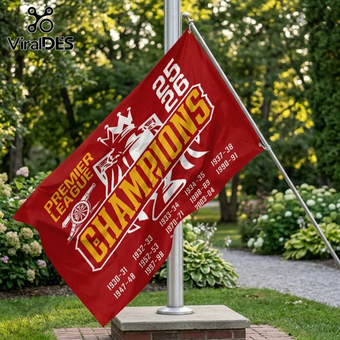 Arsenal FC Premier League Champions 25/26 Double-Sided House Flag