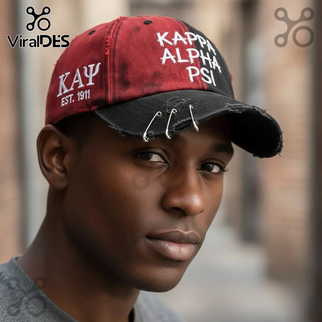 Kappa Alpha Psi Fraternity Red & Black Distressed Baseball Cap