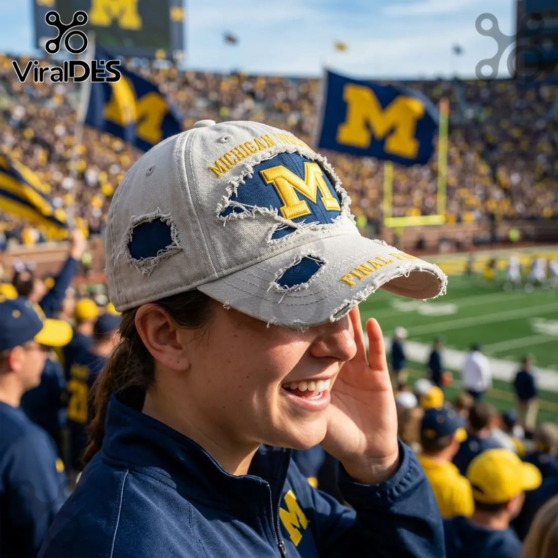 Michigan Wolverines Final Four Torn Distressed Vintage Baseball Cap