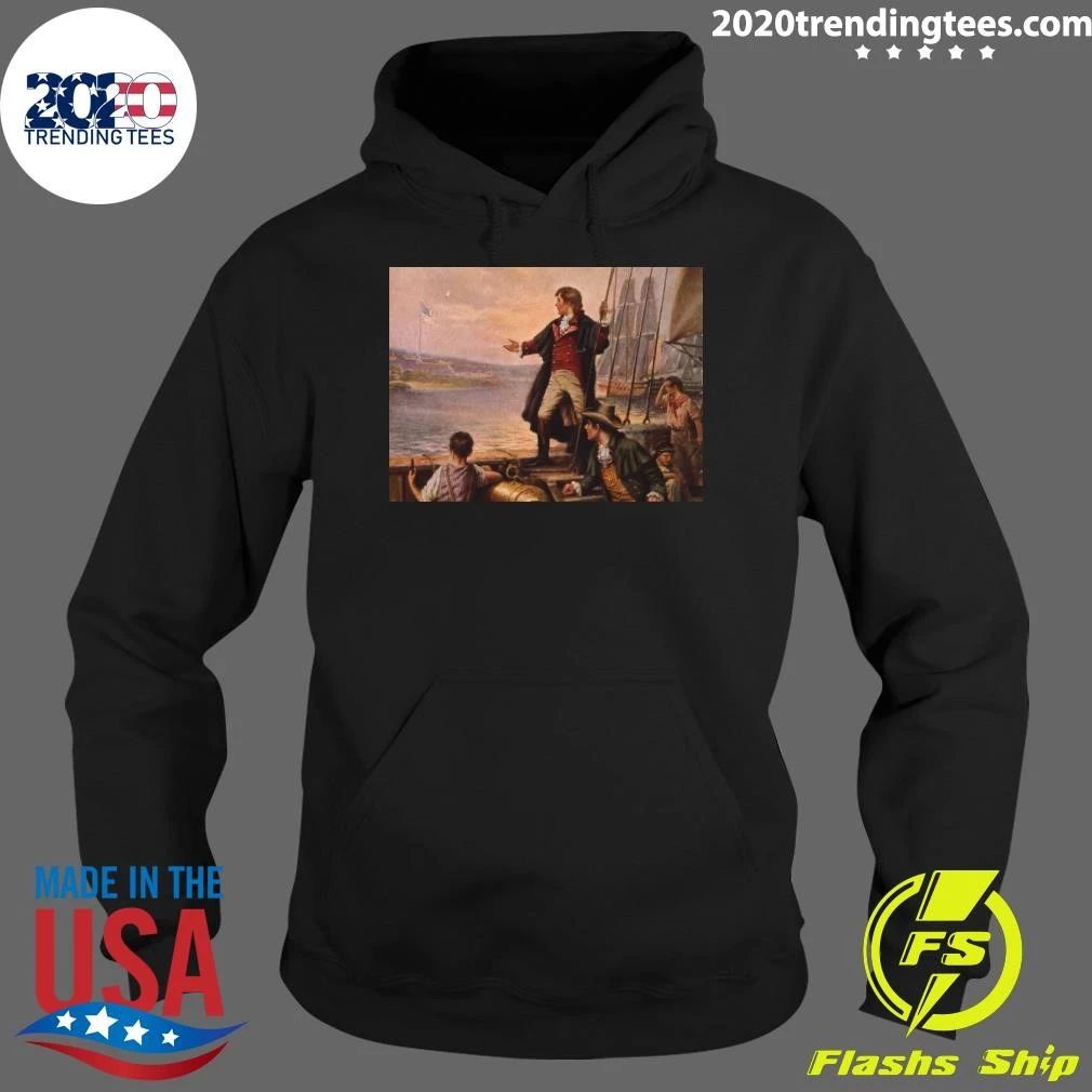 Francis Scott Key stands on a boat, with his right arm stretched out toward the U.S. flag flying over Fort McHenry in Baltimore, Maryland Shirt