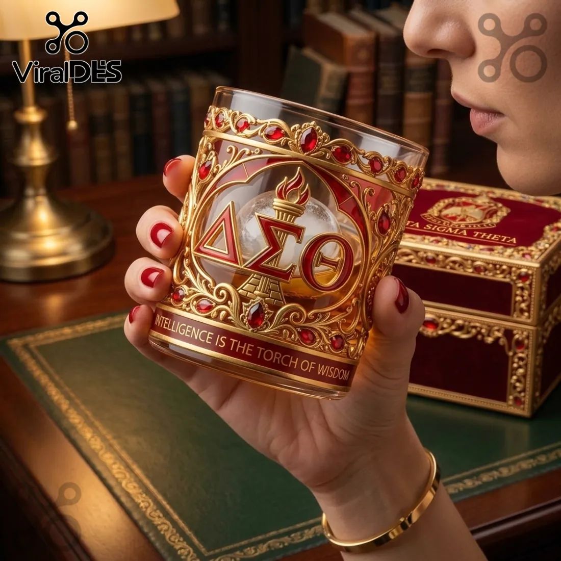 Delta Sigma Theta Ornate Decorative Drinking Glass