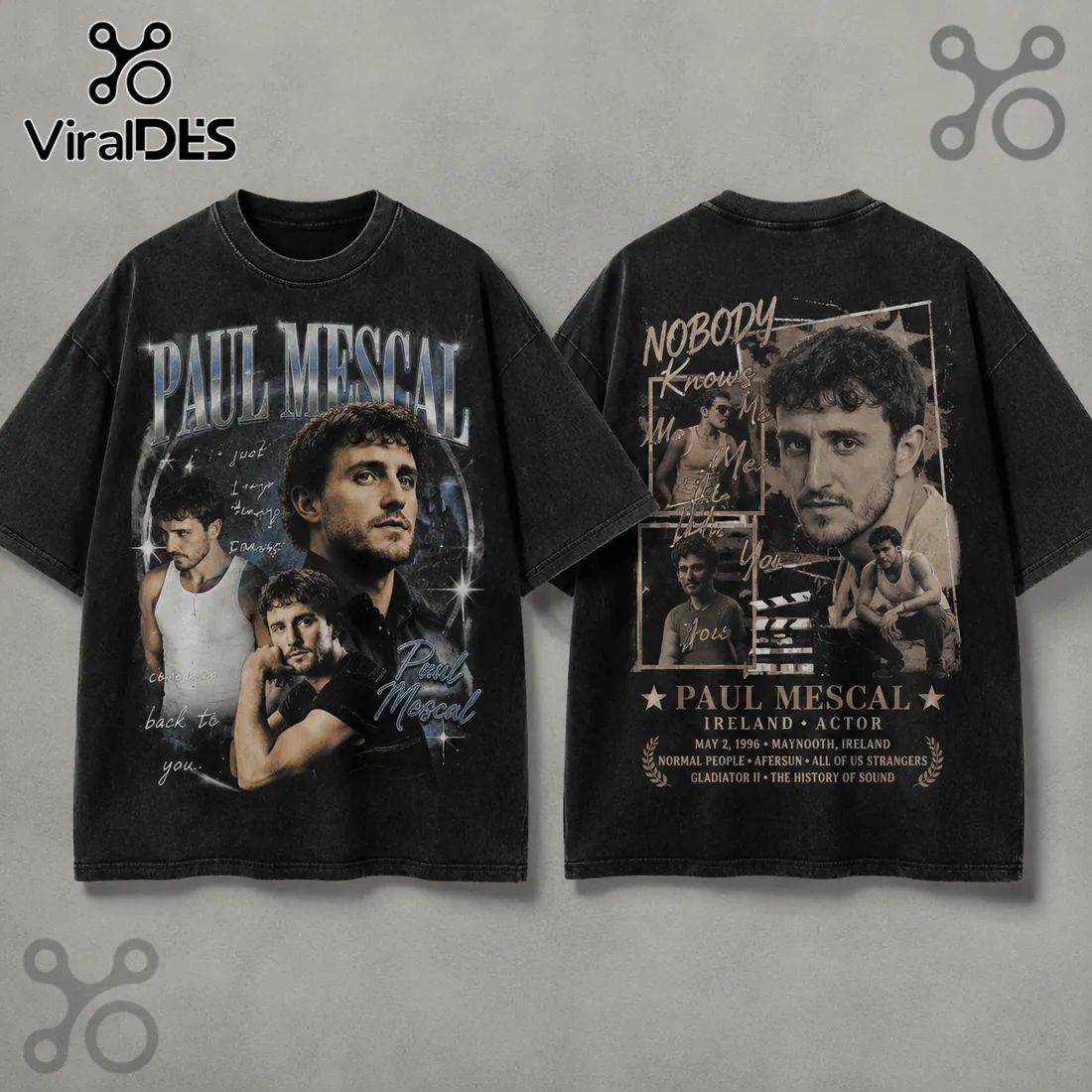 Paul Mescal Actor Retro Black T-Shirt
