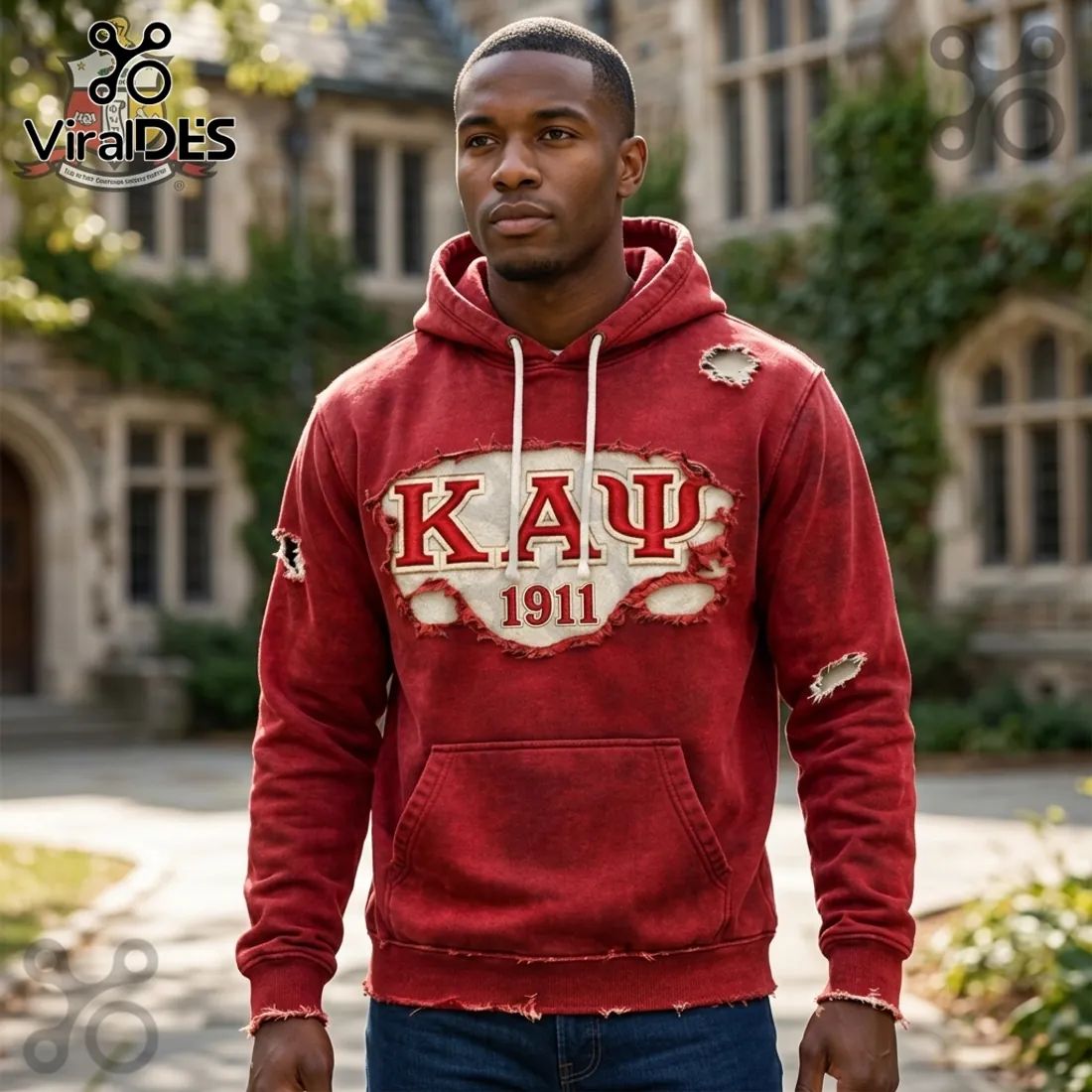 Kappa Alpha Psi KAΨ 1911 Distressed Vintage Red Pullover Hoodie