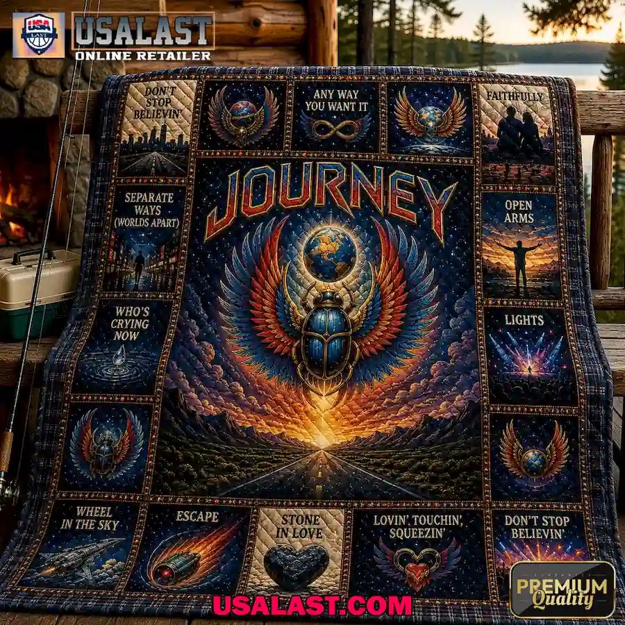 Journey Band Greatest Hits Tribute Quilt Blanket