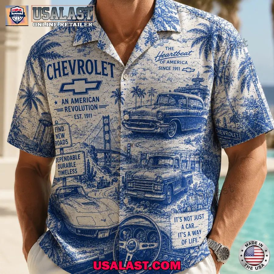Chevrolet Vintage Blue Hawaiian Shirt