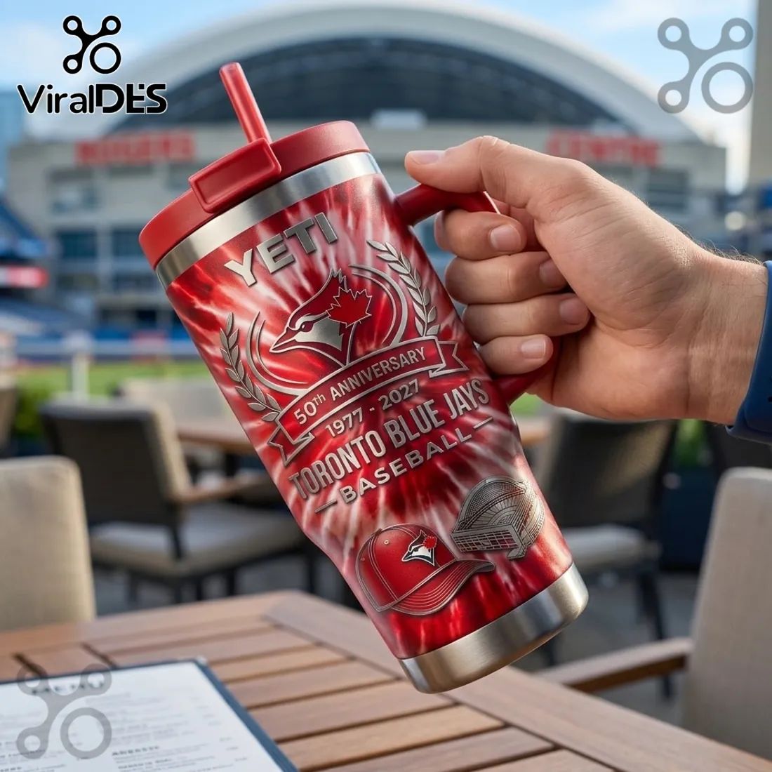Toronto Blue Jays 50th Anniversary Tie Dye YETI StanleyTumbler