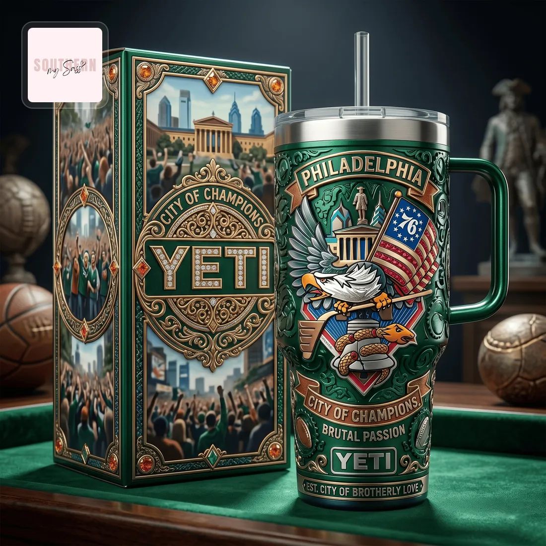 Philadelphia City of Champions 40oz Insulated Tumbler with Handle