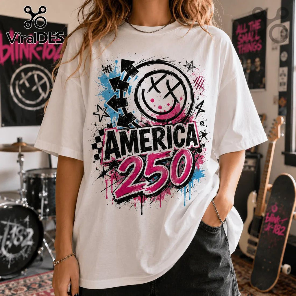 Blink-182 x America 250 Years Of Freedom Patriotic Graphic T-Shirt