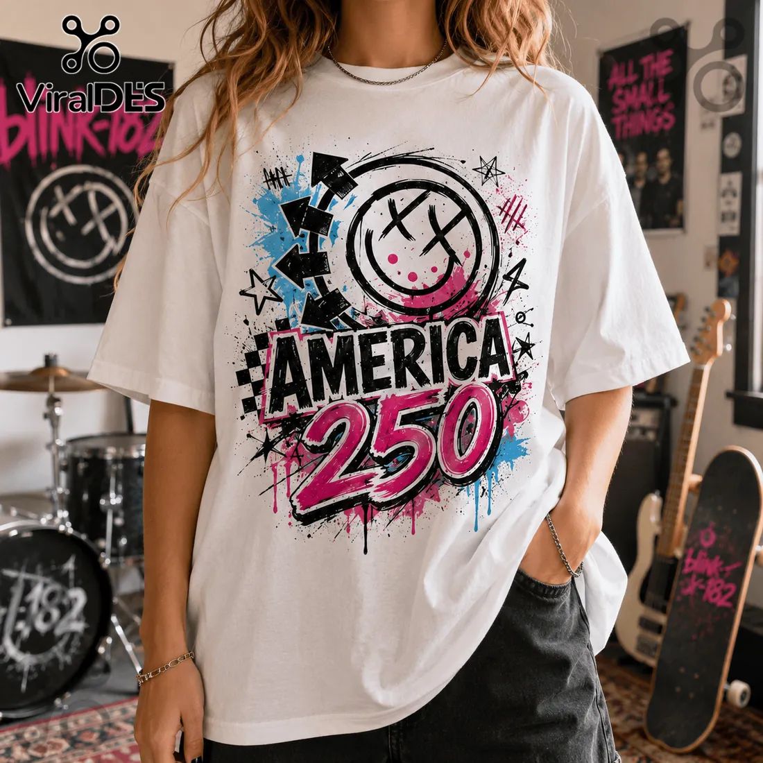 Blink-182 x America 250 Years Of Freedom Patriotic Graphic T-Shirt