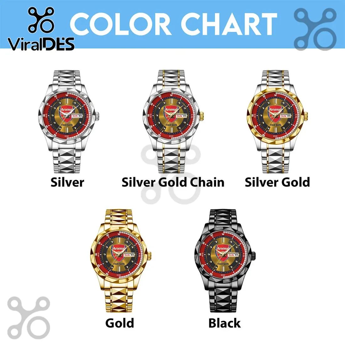 Arsenal FC Two-Tone Stainless Steel Luxury Quartz Wrist Watch