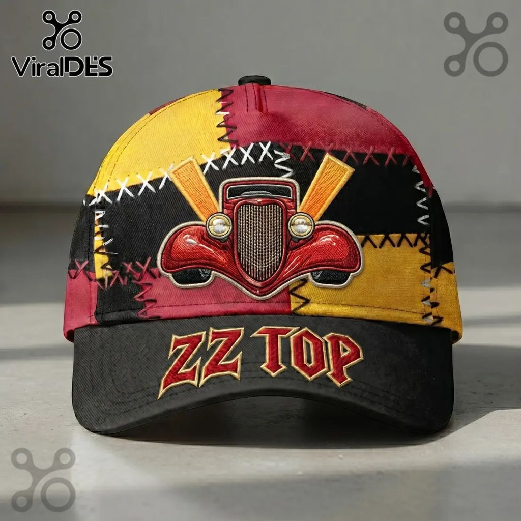 ZZ Top Classic Hot Rod Car Premium Embroidered Patchwork Baseball Cap