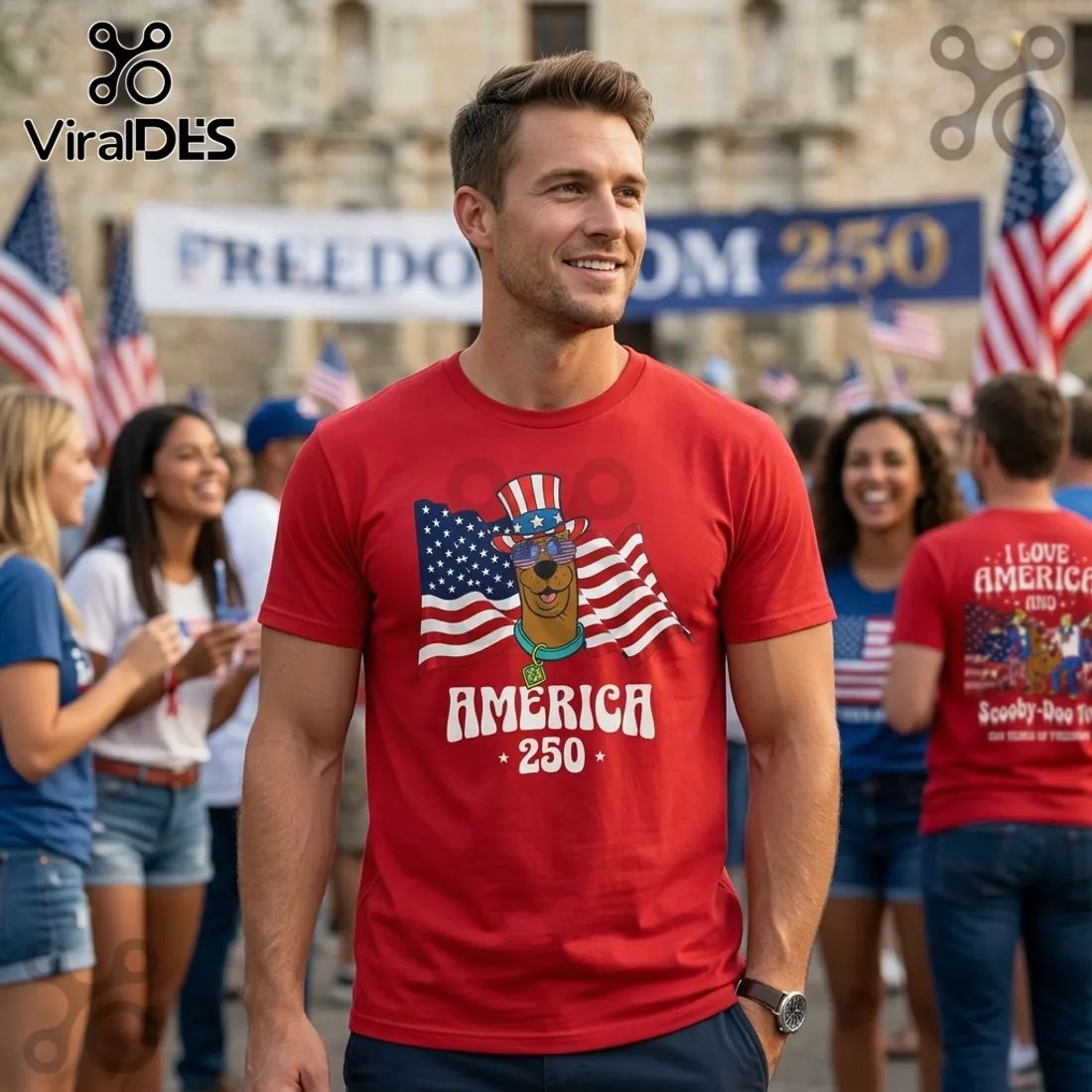 Scooby-Doo America 250 Years of Freedom Patriotic Anniversary T-Shirt