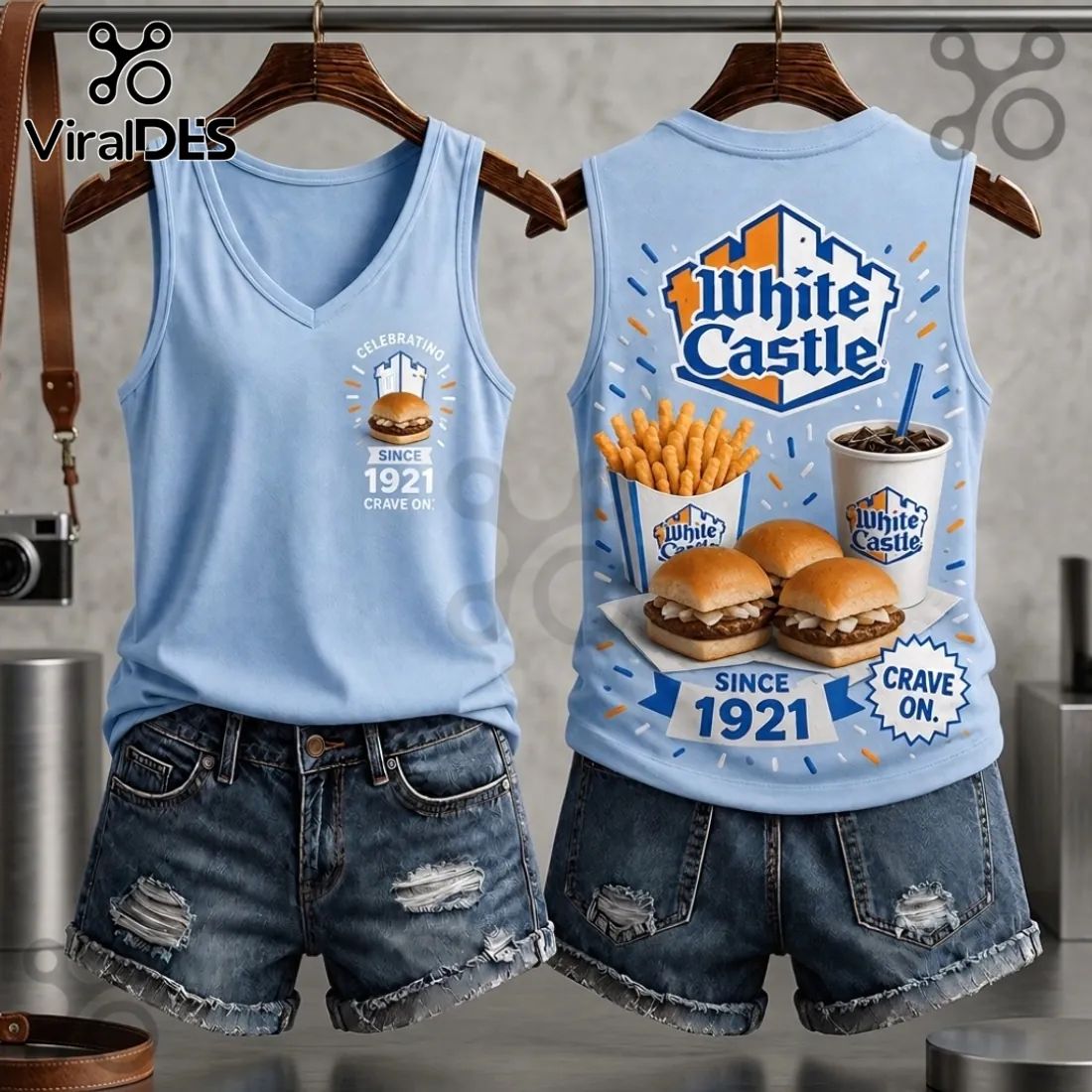 White Castle 1921 Slider and Fries V-Neck Tank Top