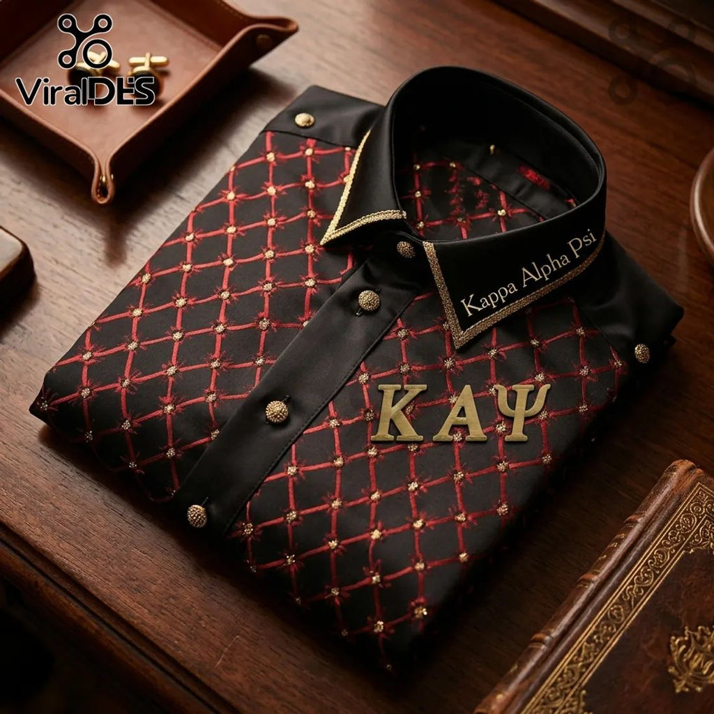 Kappa Alpha Psi Black and Red Button Up Shirt