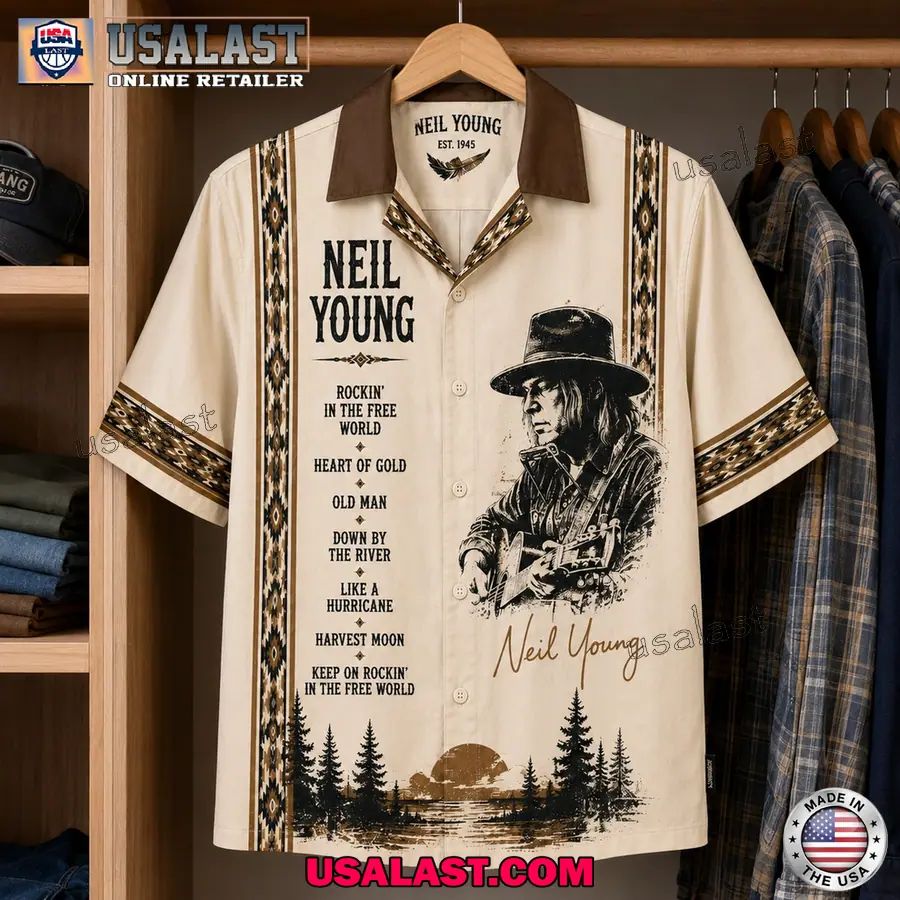 Neil Young Vintage Hawaiian Shirt Retro Rock Band Apparel