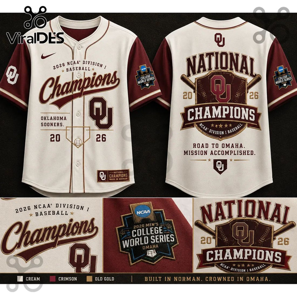 Oklahoma Sooners 2026 Baseball National Champions Cream Jersey