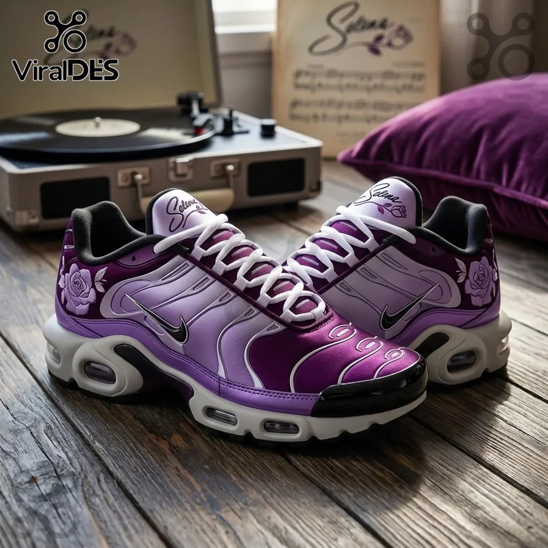 Selena Floral Purple Air Max Running Sneakers