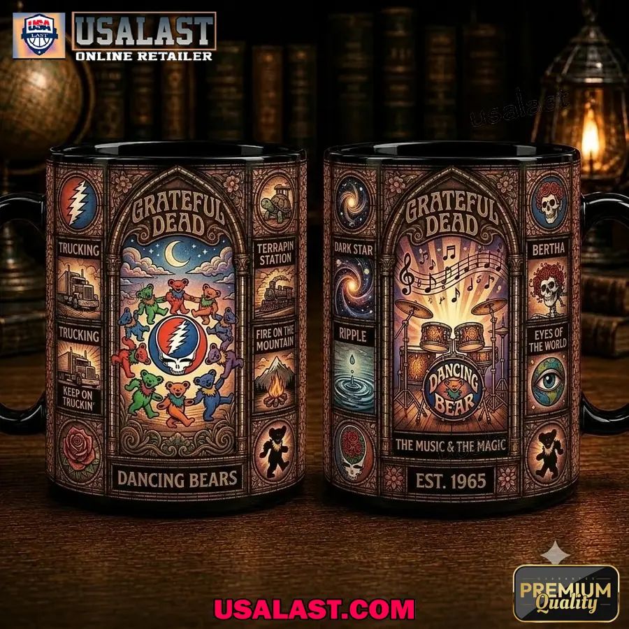 Grateful Dead Dancing Bears Stained Glass Coffee Mug