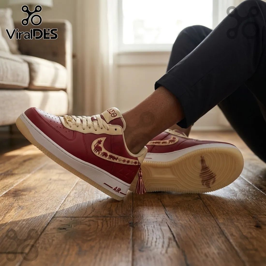 Delta Sigma Theta Crimson Leather AF1 Sneakers