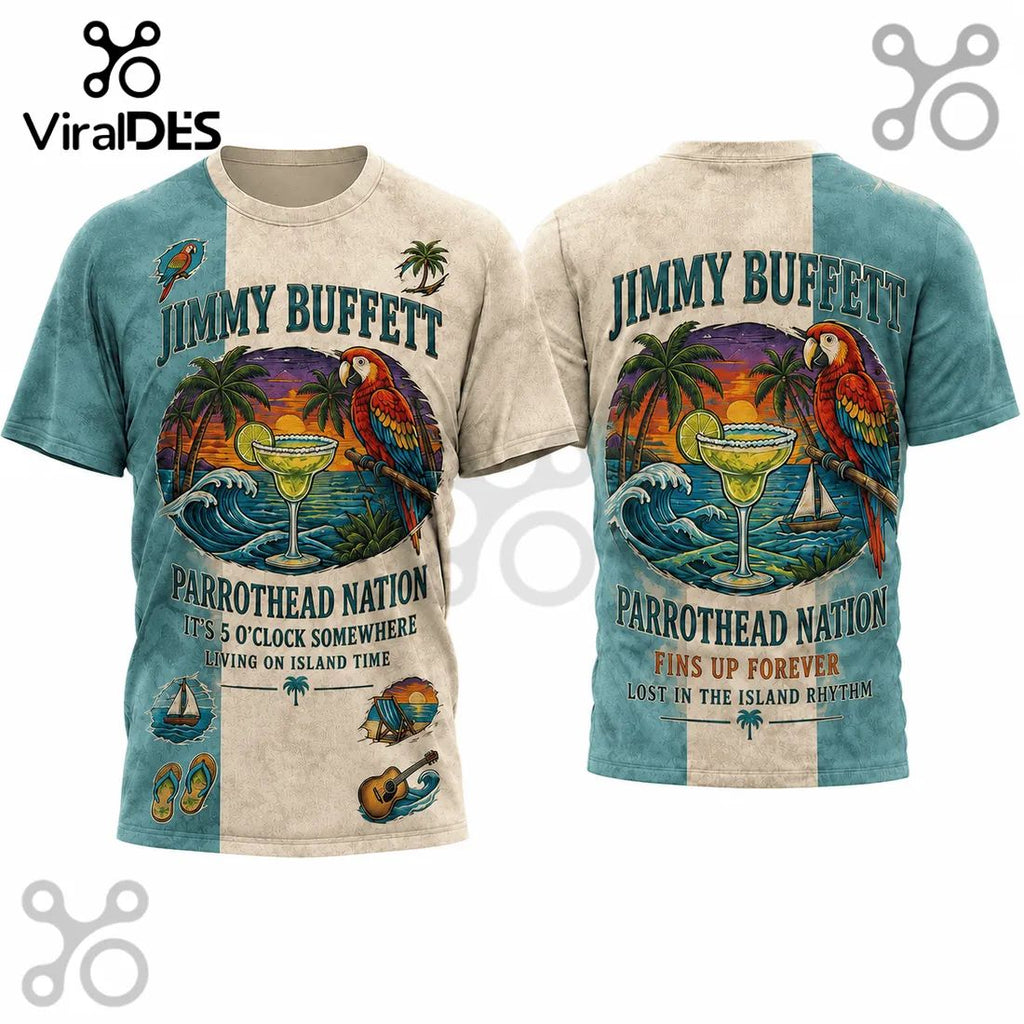 Jimmy Buffett Parrothead Nation Fins Up Gift for Men T-Shirt