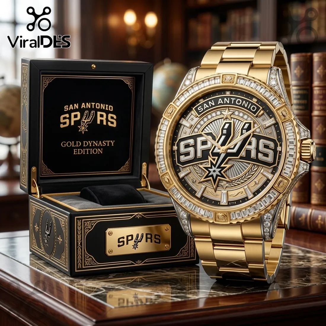 San Antonio Spurs Gold Premium Diamond Men’s Watch