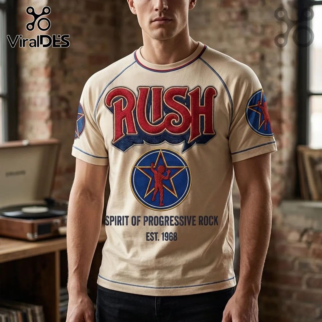 Rush Spirit of Progressive Rock Est 1968 Beige T-Shirt