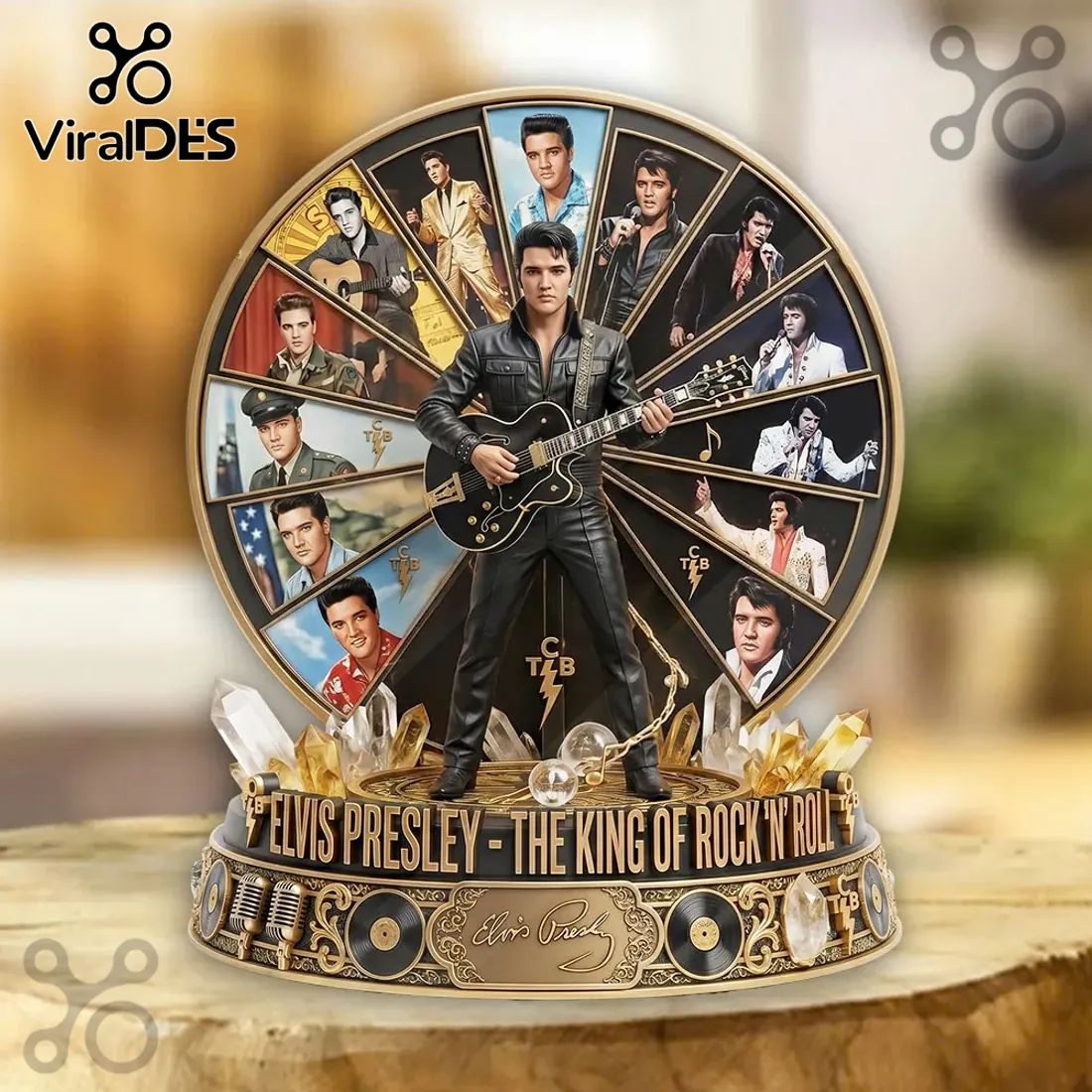 Elvis Presley The King Of Rock N Roll Sculpted Diorama Musical Rotating Figurine