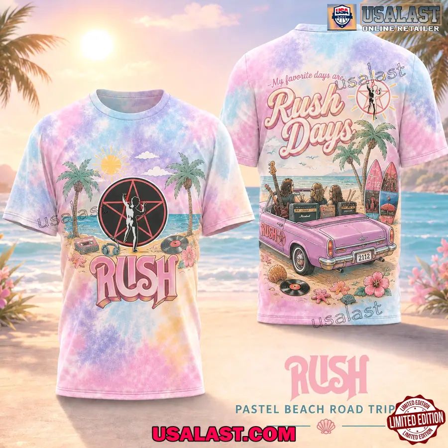 Rush Band Pastel Beach Road Trip Tee Shirt
