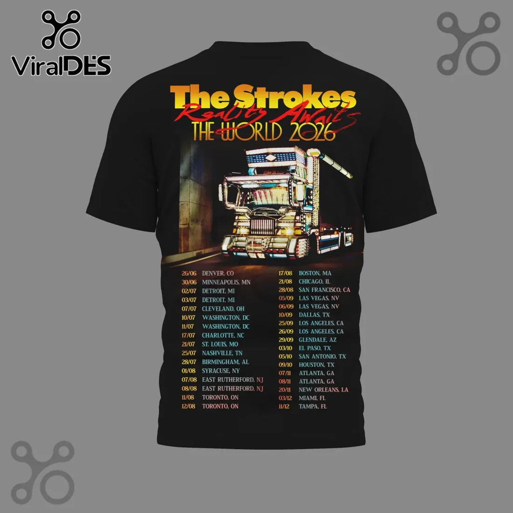 The Strokes Roads Await World Tour 2026 T-Shirt
