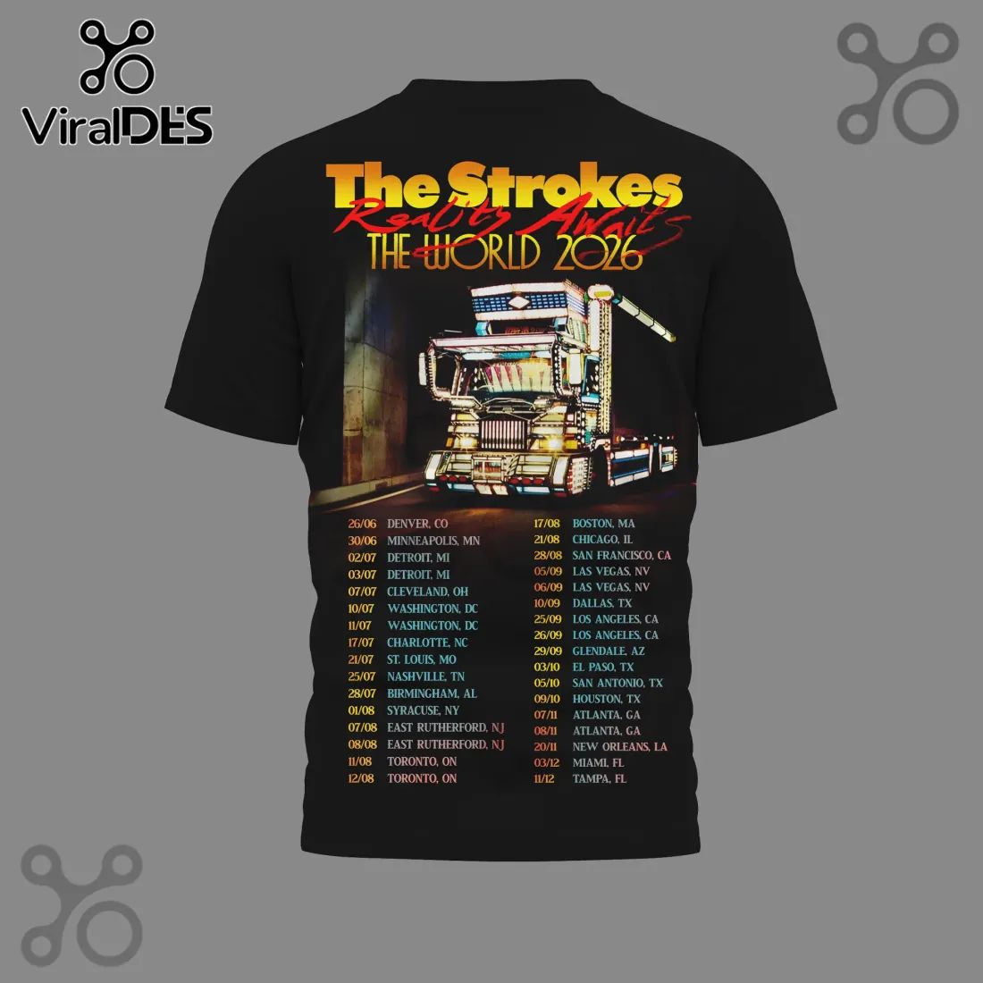 The Strokes Roads Await World Tour 2026 T-Shirt