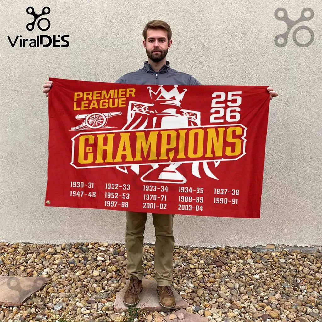 Arsenal FC Premier League Champions 25/26 Double-Sided House Flag