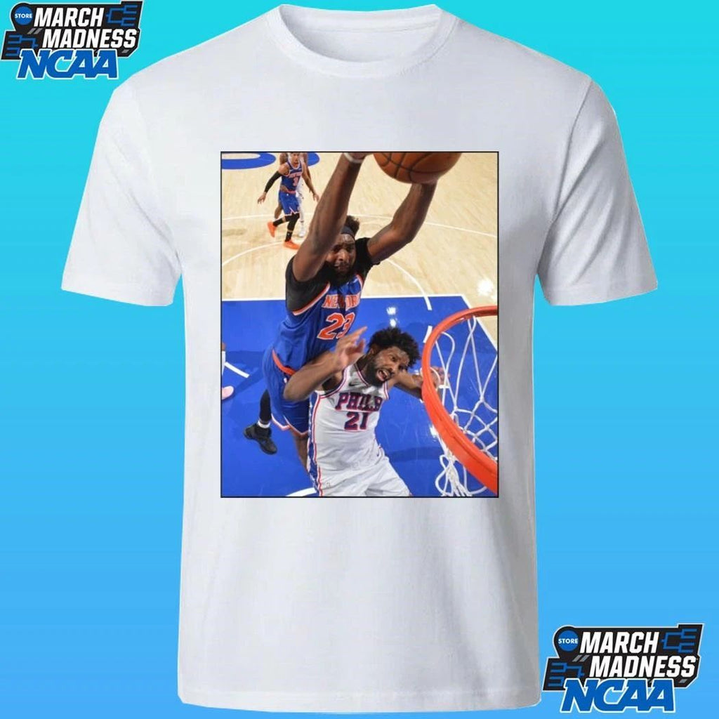 Mitchell Robinson Dunking On Joel Embiid Shirt