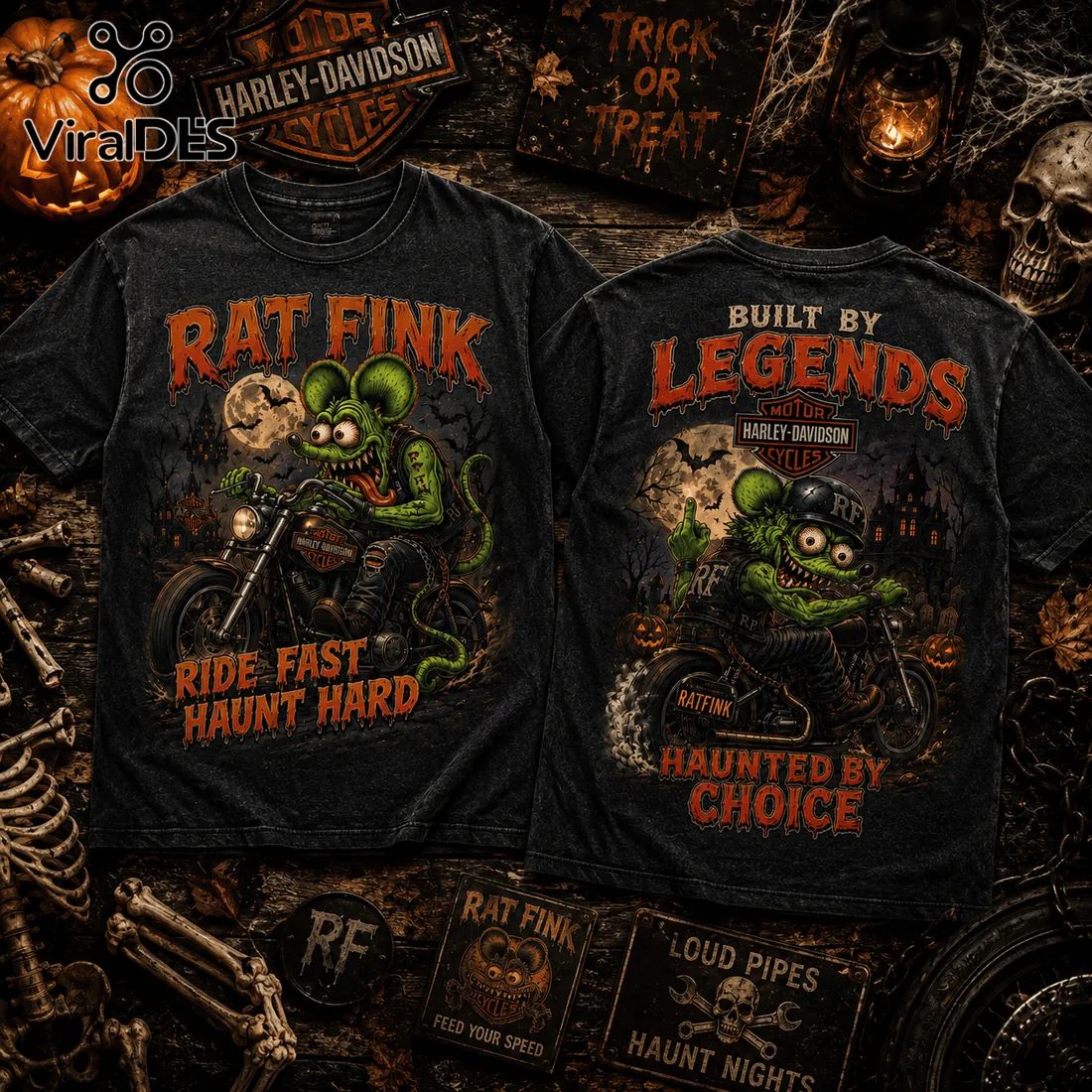Rat Fink Biker Halloween Harley-Davidson T-Shirt