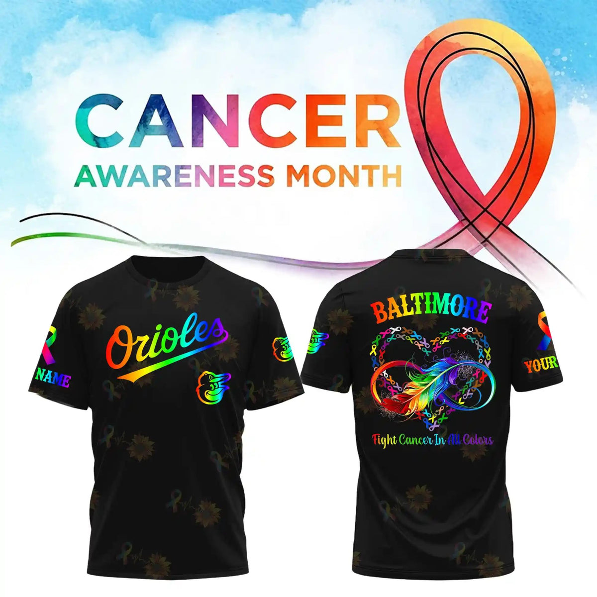 All MLB Teams x Cancer Awareness Month Personalized Special Edition Tshirt