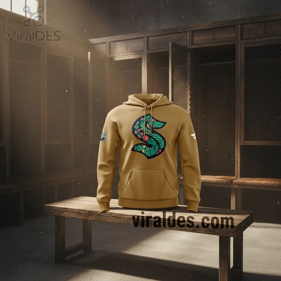 Seattle Kraken Green Night Floral Logo Hoodie