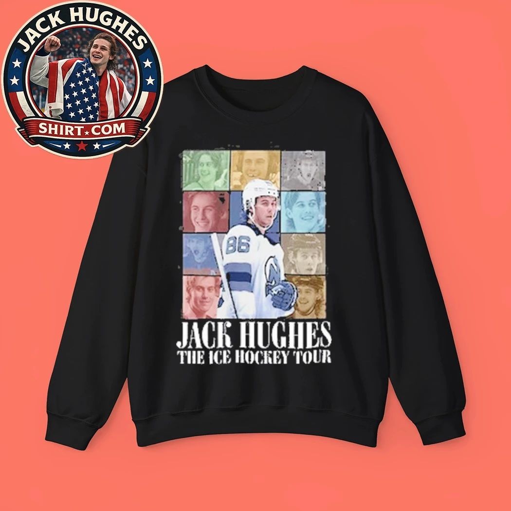 Number 86 Jack Hughes Ice Hockey Tour Tee Shirt