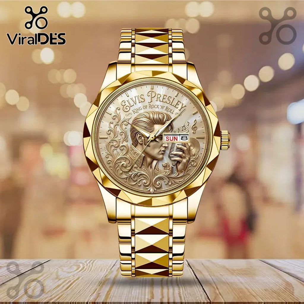 Elvis Presley Gold Plated Embossed Quartz Watch