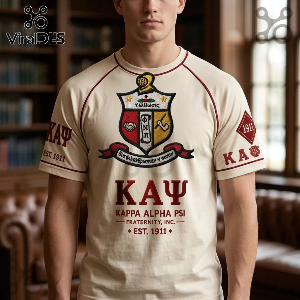 Kappa Alpha Psi Fraternity Crest Vintage Cream T-Shirt